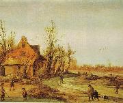 Esaias Van de Velde A Winter Landscape oil painting
